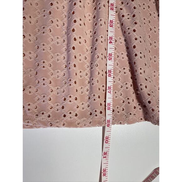 Lane Bryant Top Peach Eyelet Short Sleeve Pullover Plus Size 22/24 Elastic Waist - Picture 9 of 16